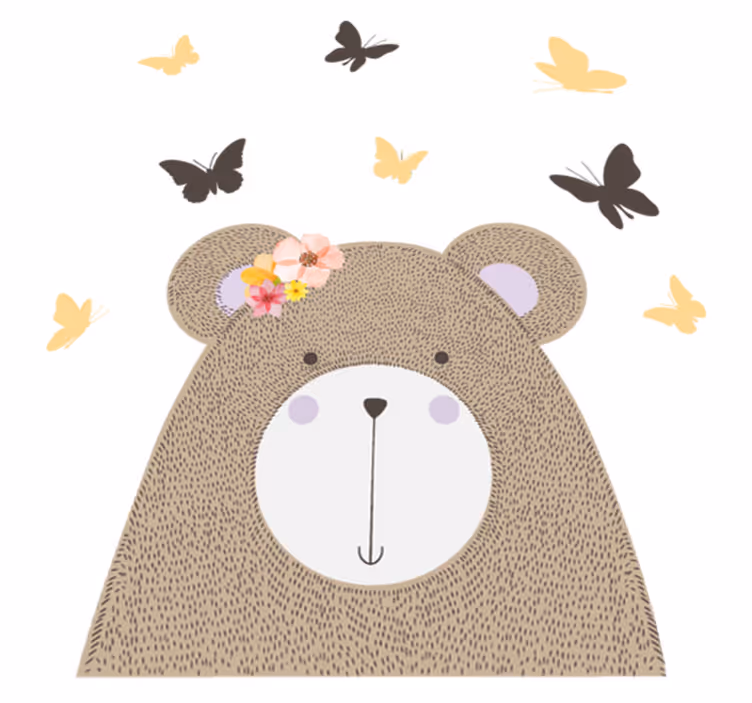 Playful bear motif animal vinyl rug - TenStickers
