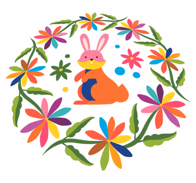 Animal vinyl rug with colorful bunny design - TenStickers