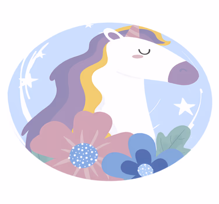 Animal vinyl rug bright hair unicorn - TenStickers