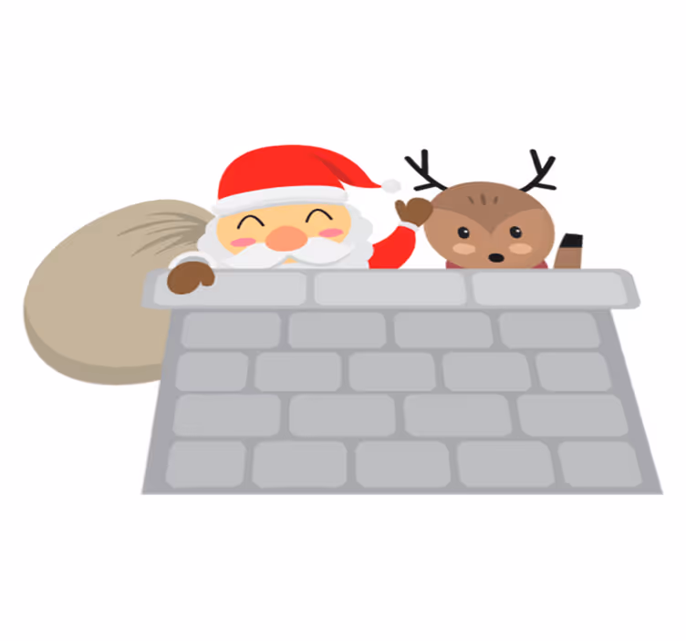 Christmas vinyl rug santa and reindeer design - TenStickers