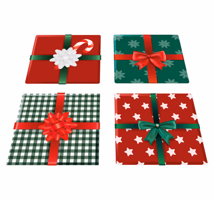 Christmas vinyl rug gift boxes pack tiles - TenStickers