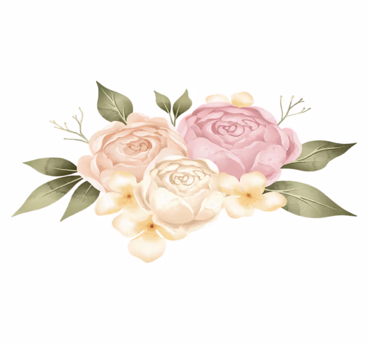 Flower rug watercolor peony design - TenStickers