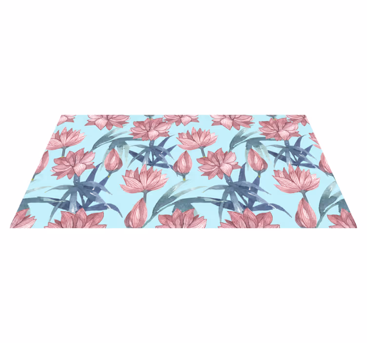 Flower rug in blue watercolour flowers - TenStickers