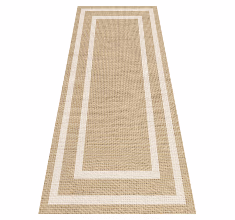 Minimal vinyl rug natural woven tan design - TenStickers