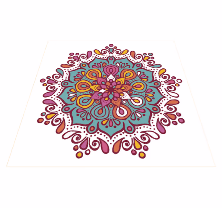 Kitchen vinyl rug colorful tiled mandala - TenStickers