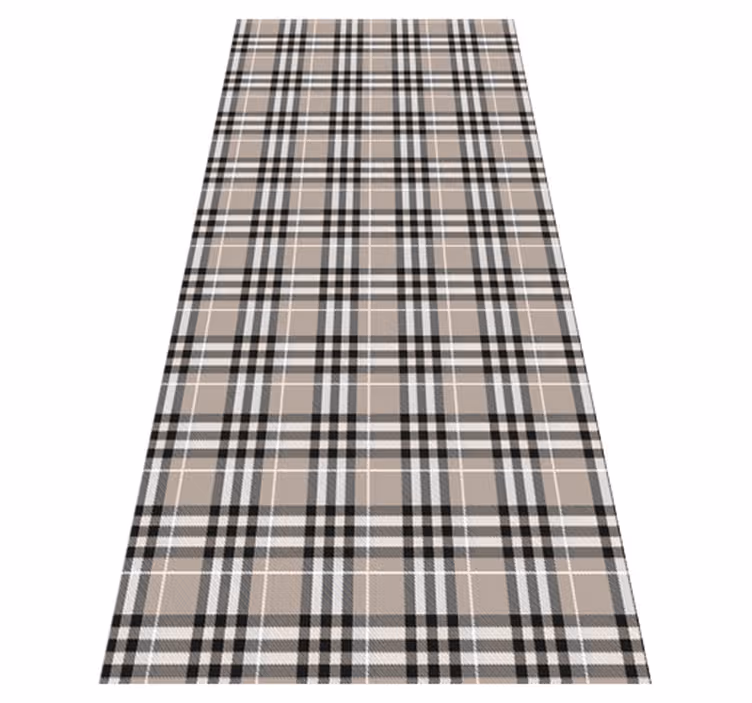 Kitchen vinyl rug in traditional grey tartan pattern - TenStickers