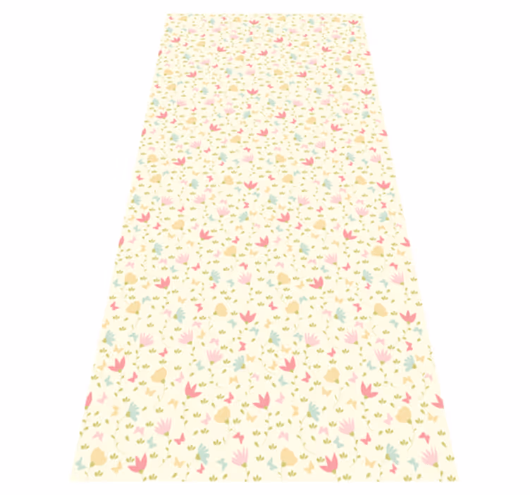 Flower rug floral and butterfly design - TenStickers