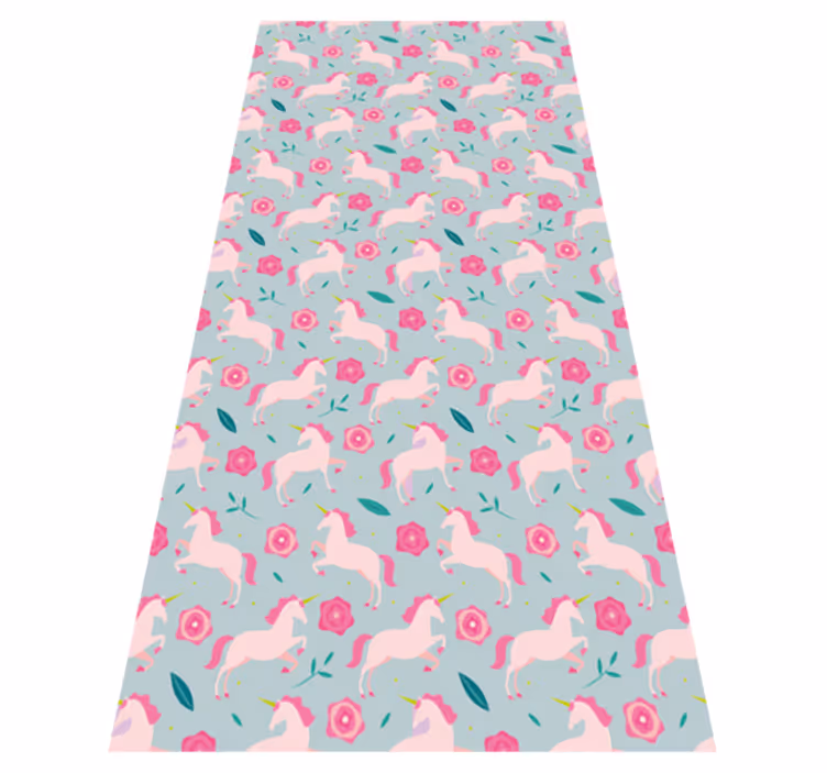 Flower rug with floral unicorn design - TenStickers