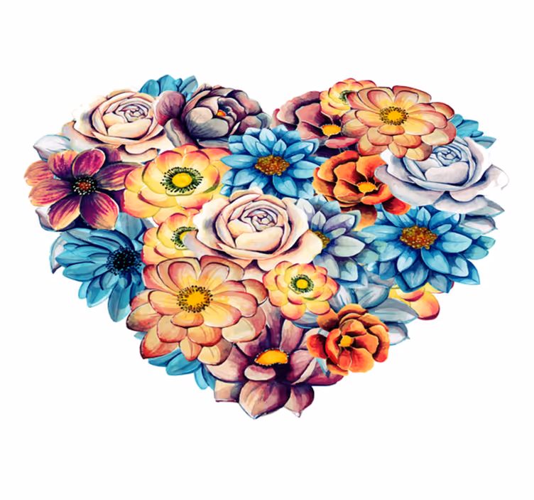Flower rug heart floral design - TenStickers