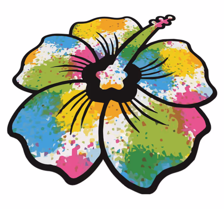 Flower rug in colorful hibiscus blossom design - TenStickers
