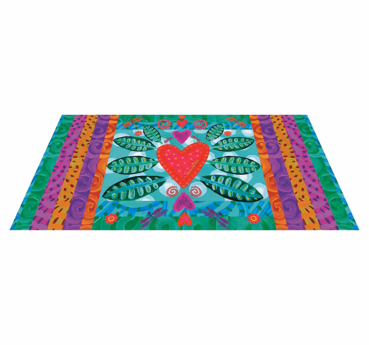 Living room vinyl rug in vibrant red heart design - TenStickers