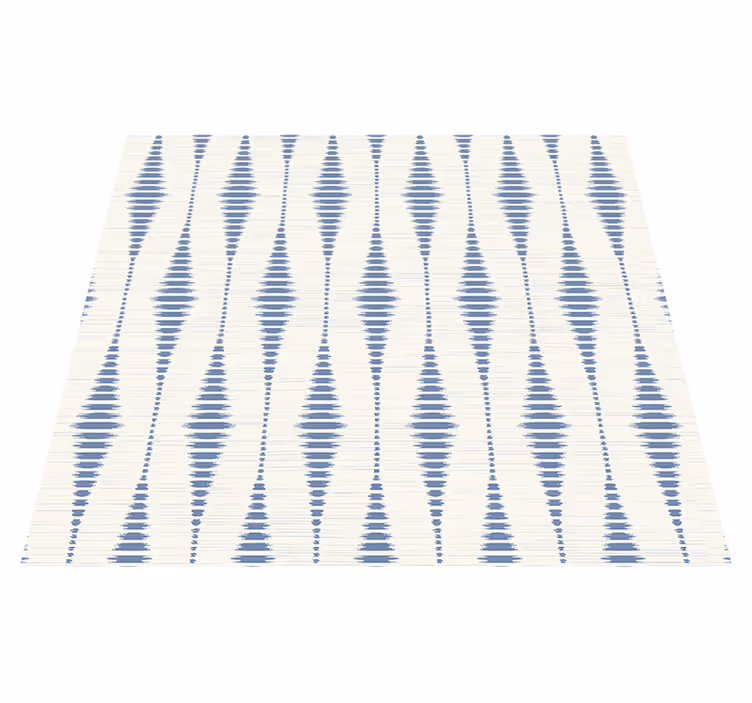 Geometric vinyl rug "rabaul ikat" in blue and beige - TenStickers