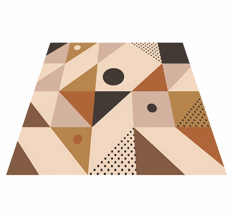 Geometric vinyl rug in brown patchwork design - TenStickers