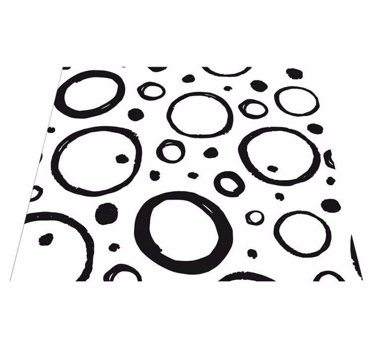 Geometric vinyl rug circular black and white design - TenStickers