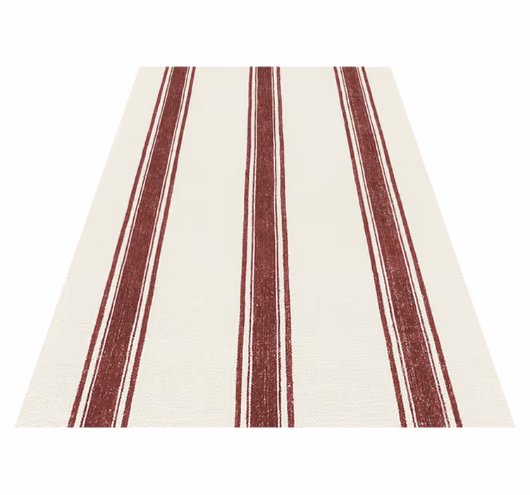 Geometric vinyl rug with red vertical lines - TenStickers