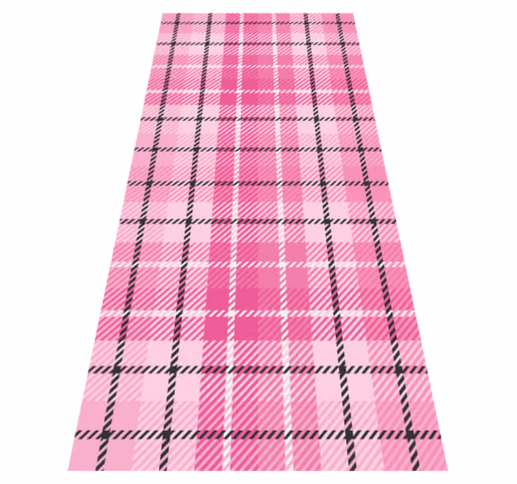 Geometric vinyl rug in pink and black plaid - TenStickers