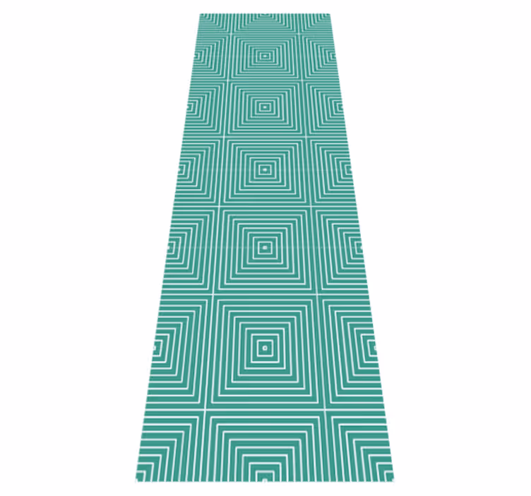 Geometric vinyl rug with green squares design - TenStickers