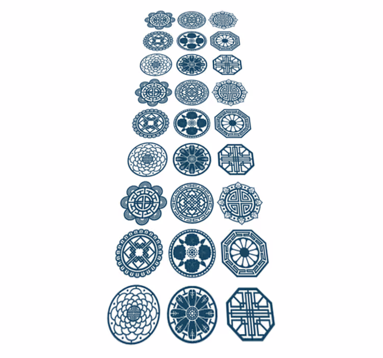 Geometric vinyl rug with korean patterns - TenStickers