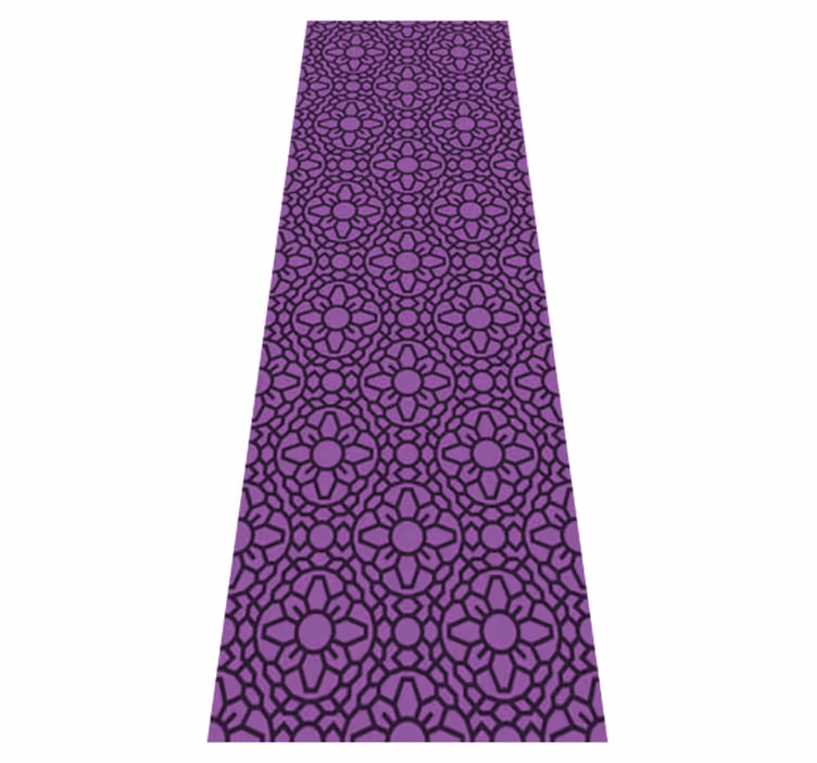Geometric vinyl rug with purple circular flowers - TenStickers