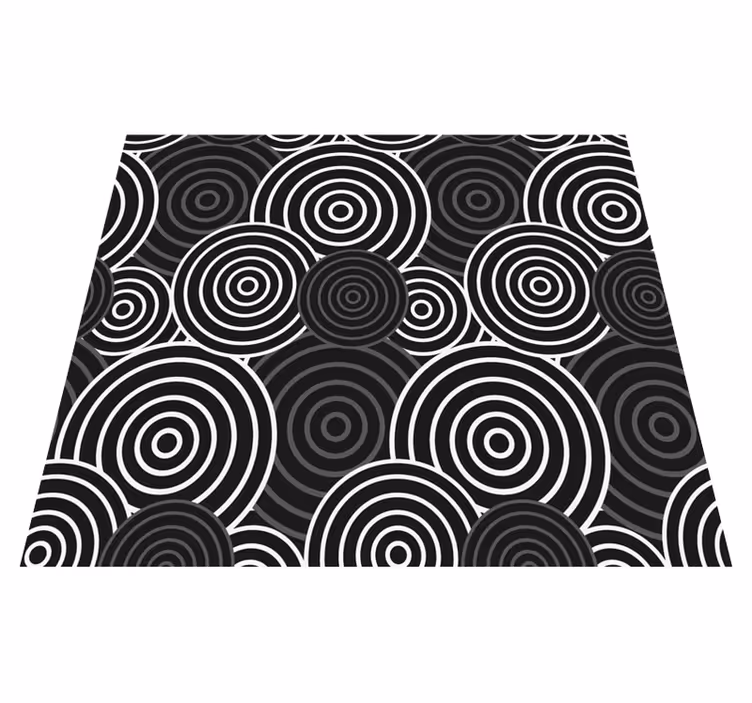 Geometric vinyl rug with black circle background - TenStickers