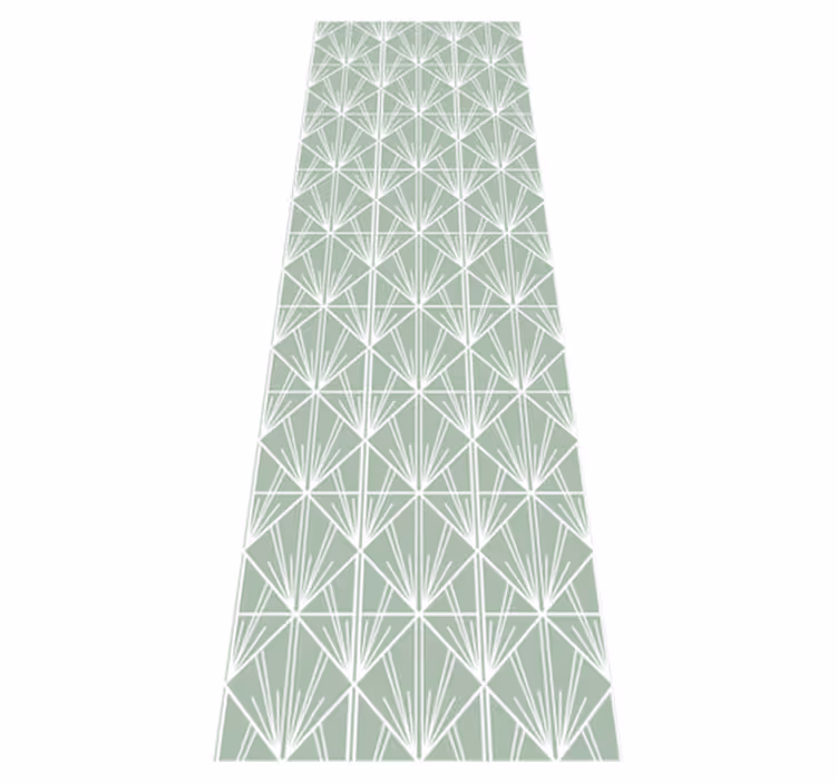 Geometric vinyl rug with modern green and white pattern - TenStickers
