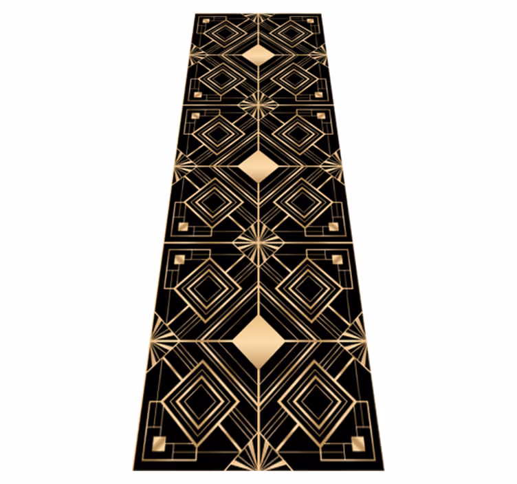 Geometric vinyl rug modern art black and gold design - TenStickers