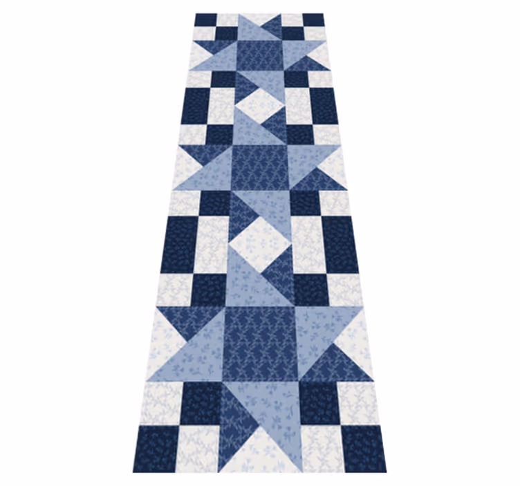Geometric vinyl rug in blue star triangle pattern - TenStickers