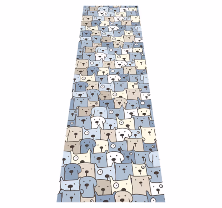 Bedroom vinyl rug with gray dog sketches - TenStickers