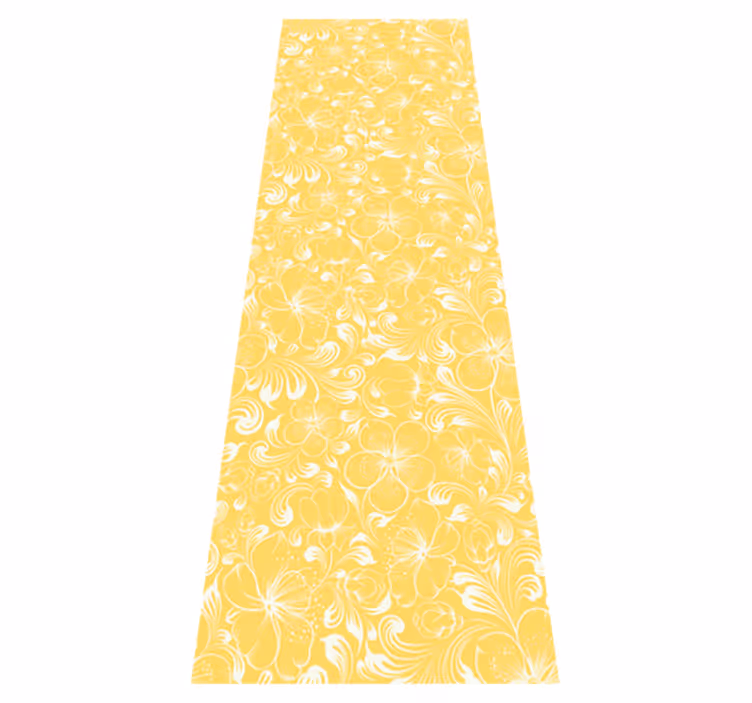 Yellow floral grandmillenial bedroom vinyl rug - TenStickers