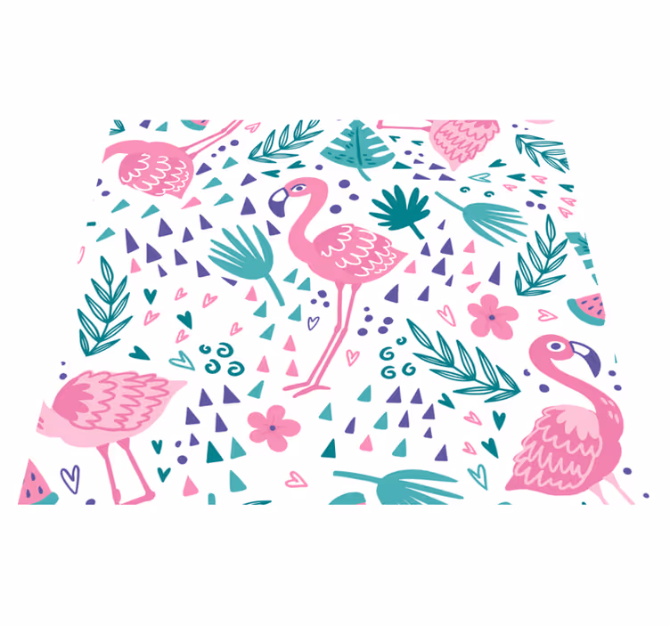 Flamingo pattern bedroom vinyl rug - TenStickers