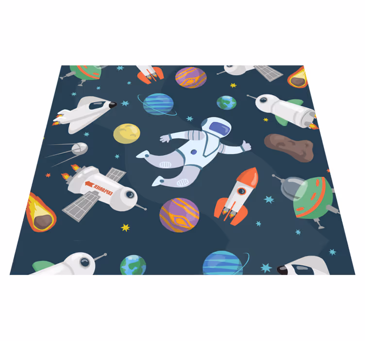 Bedroom vinyl rug space ships - TenStickers