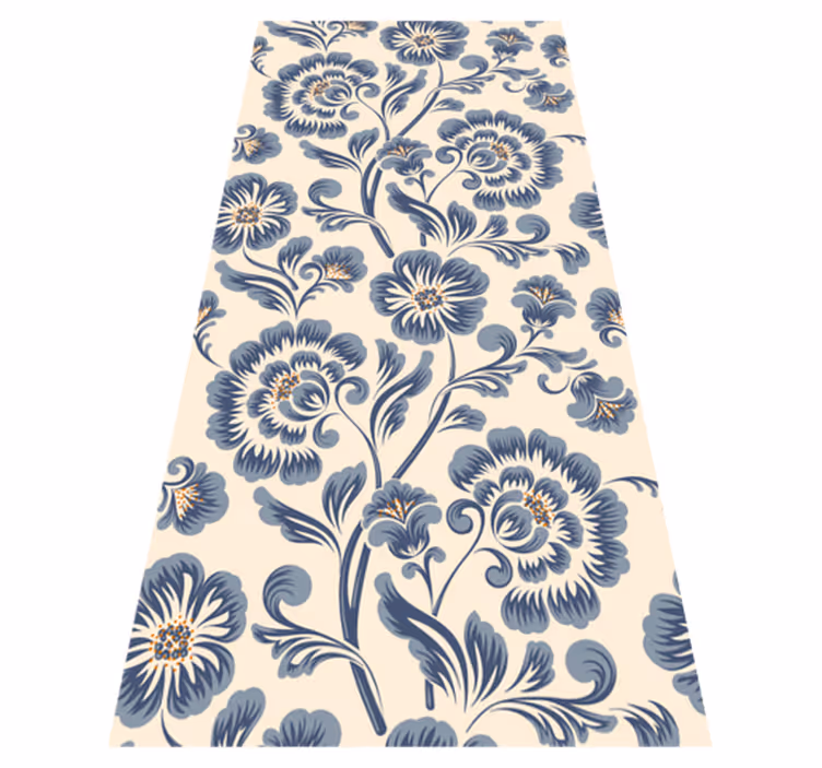 Bedroom vinyl rug in vintage blue floral style - TenStickers