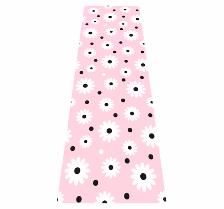 Bedroom vinyl rug with pink black dot floral design - TenStickers