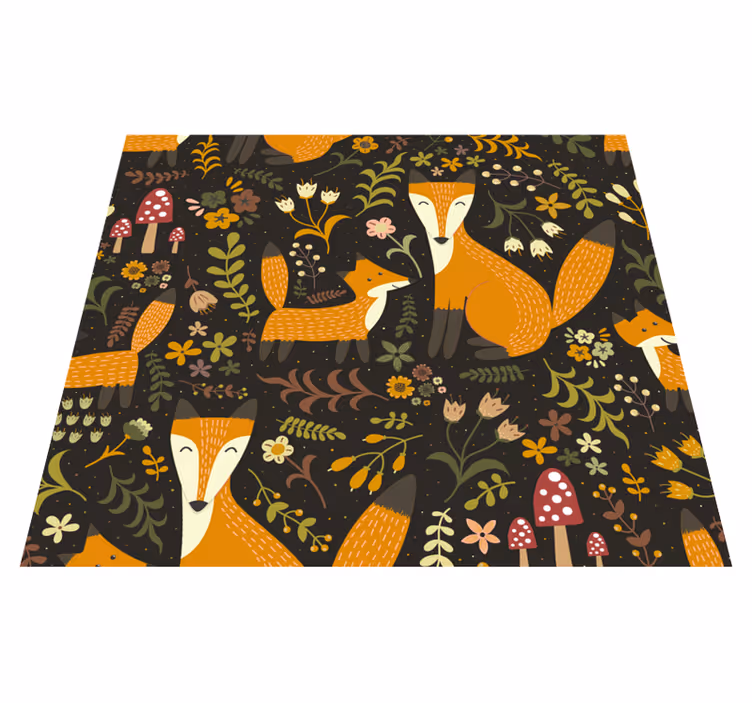 Kids vinyl rug with adorable foxes - TenStickers