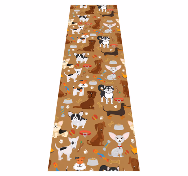 Bedroom vinyl rug with various cute dog patterns - TenStickers