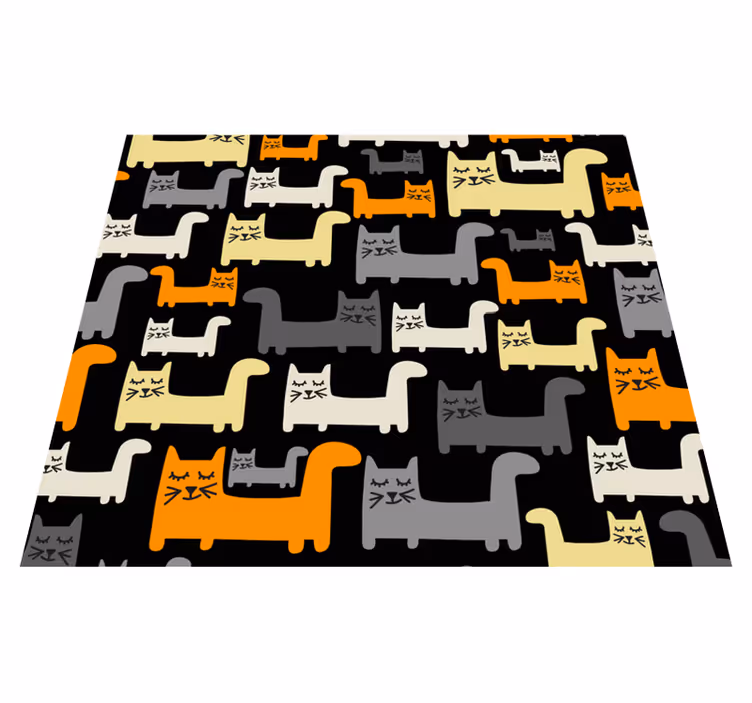 Bedroom vinyl rug colorful geometric cats - TenStickers