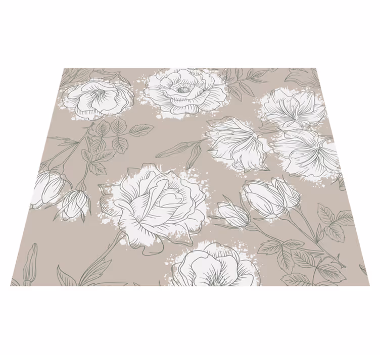 Vintage style peonies bedroom vinyl rug - TenStickers