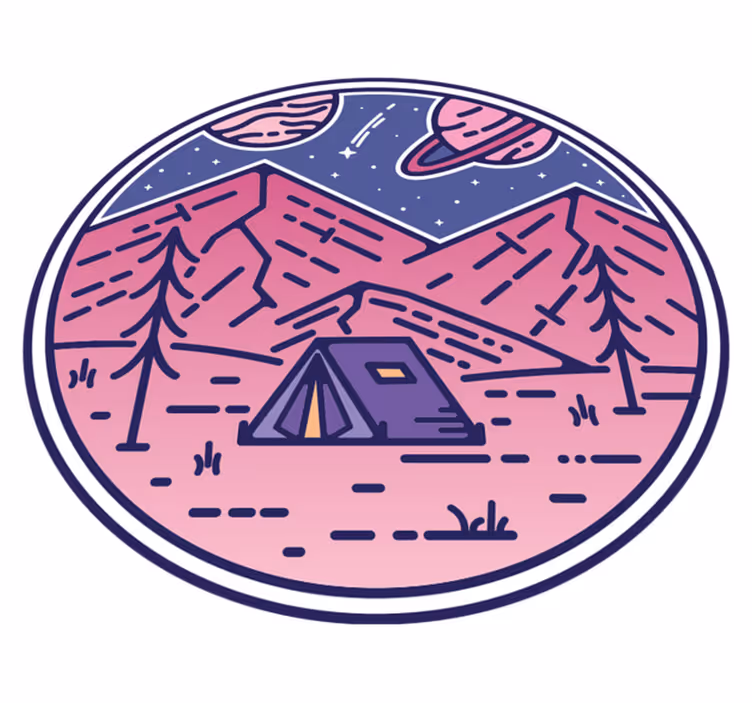 Nature vinyl rug pink mountains - TenStickers