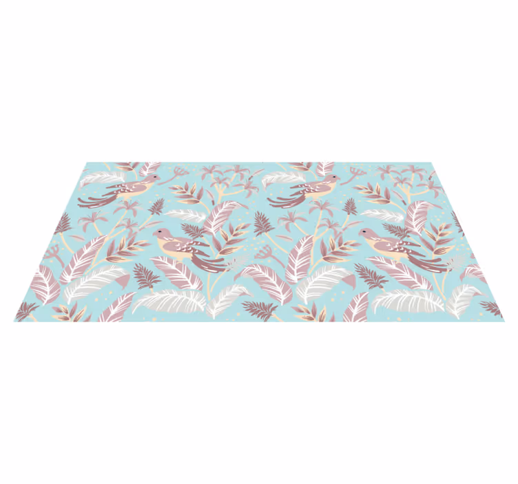 Nature vinyl rug with blue and pink floral design - TenStickers