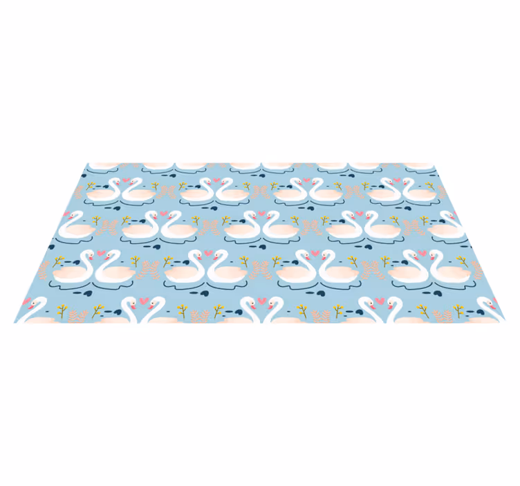 Nature vinyl rug swans in love on blue background - TenStickers