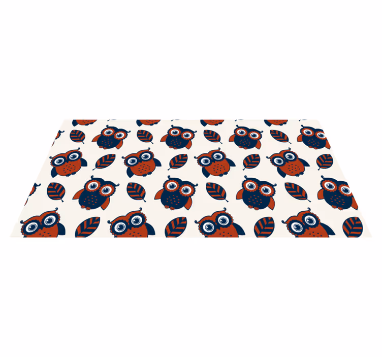 Nature vinyl rug with blue and red owl design - TenStickers