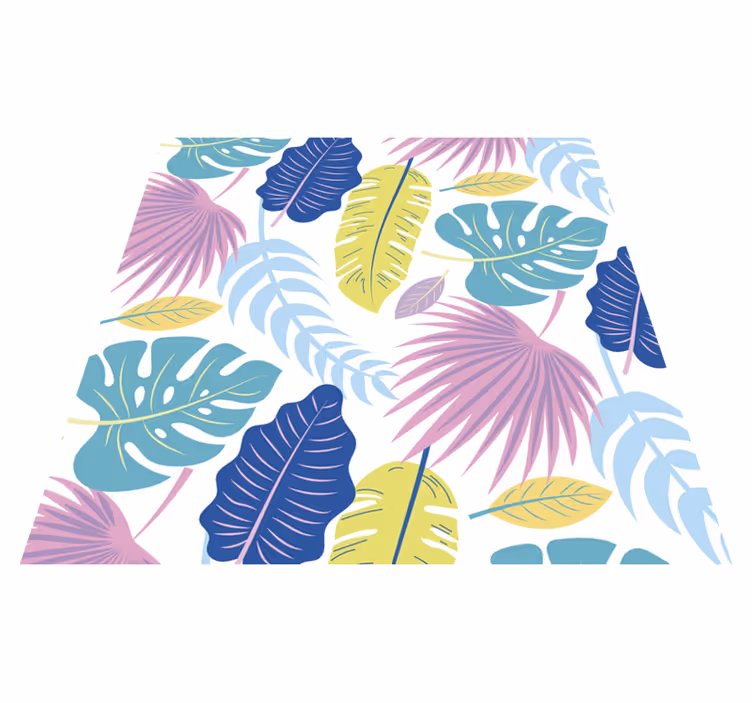 Nature vinyl rug with vibrant leaf designs - TenStickers