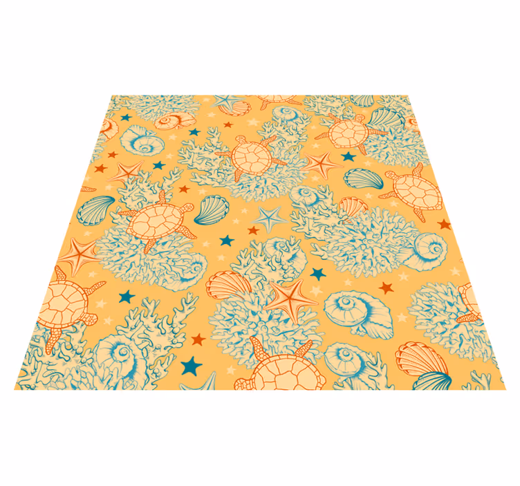 Nature vinyl rug coral and ocean life - TenStickers