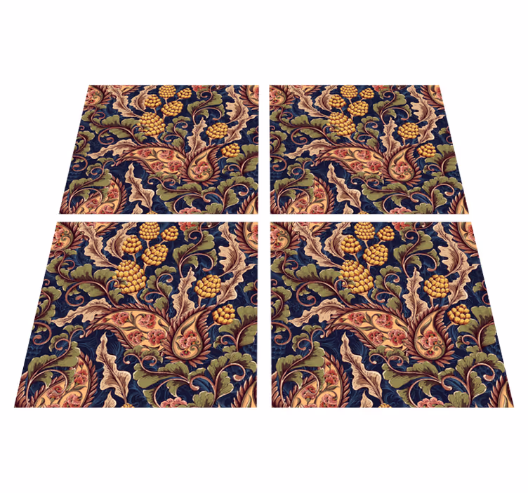 Nature vinyl rug with floral design pattern - TenStickers