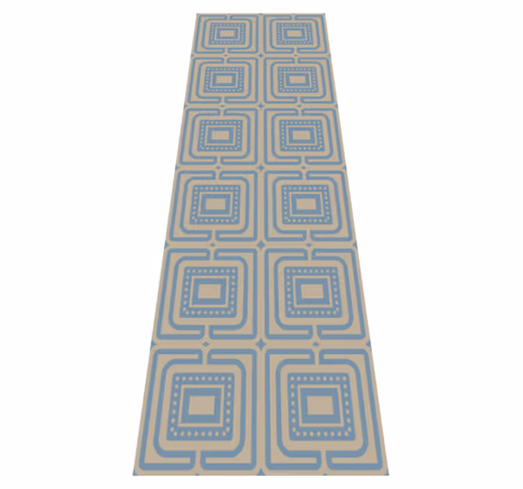 Bedroom vinyl rug in bronze and dark blue squares - TenStickers