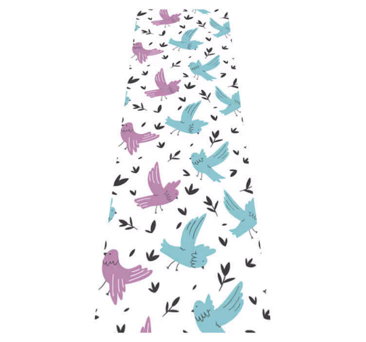 Bedroom vinyl rug with blue and purple birds design - TenStickers