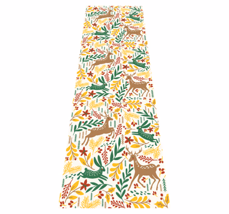 Gray deer pattern and yellow flowers bedroom vinyl rug - TenStickers