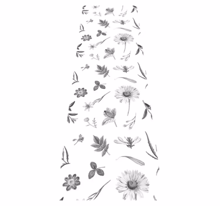 Gray sprint flowers bedroom vinyl rug - TenStickers