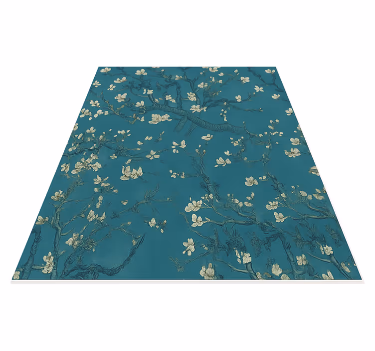 Bedroom vinyl rug dark blue tree design - TenStickers