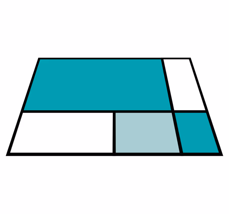 Geometric vinyl rug in green square color blocks - TenStickers